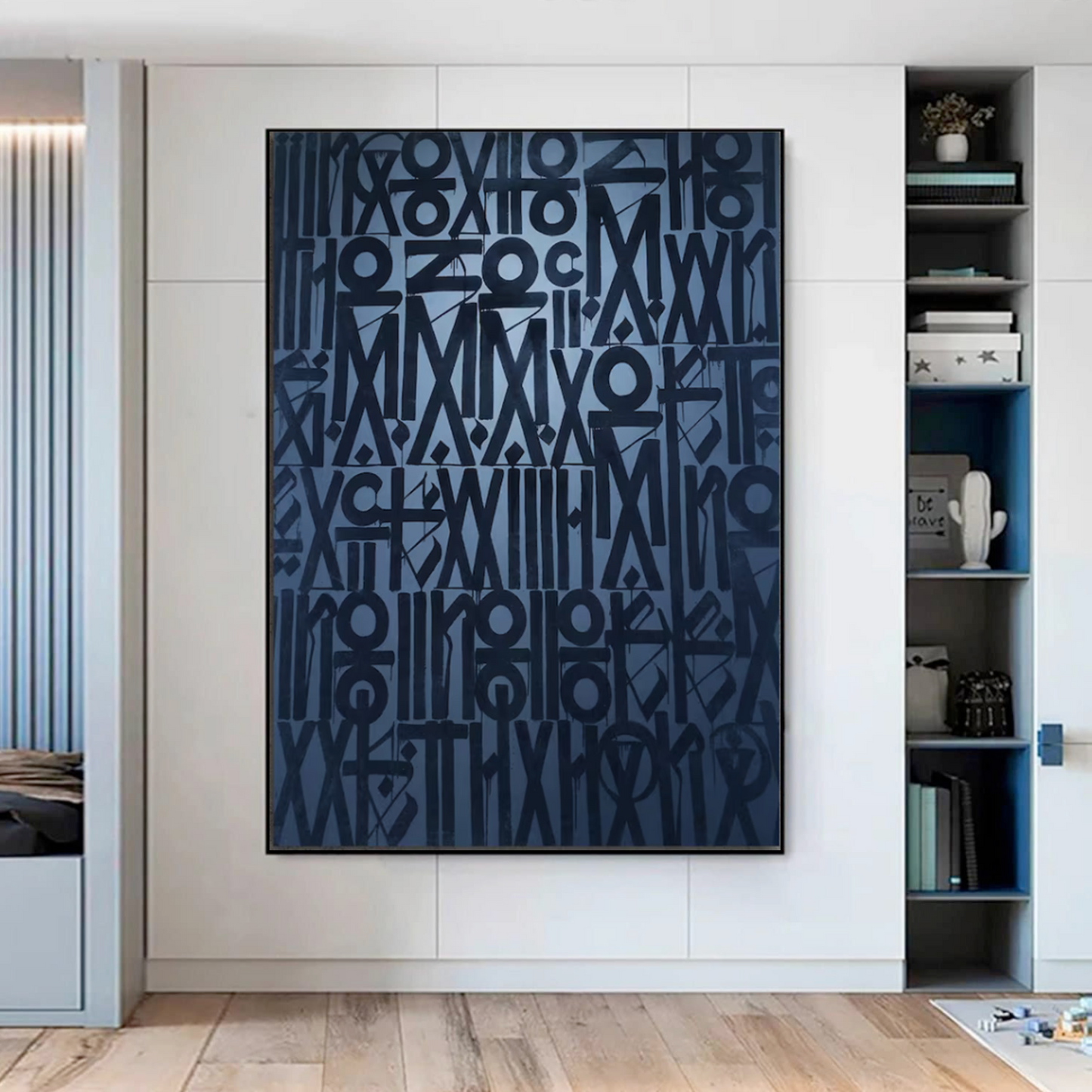 Deep Blue Retna-Inspired Graffiti Pop Art Painting