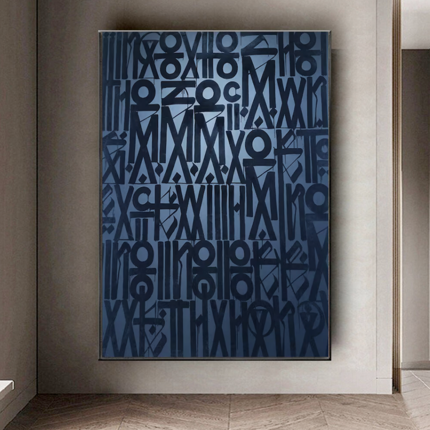 Deep Blue Retna-Inspired Graffiti Pop Art Painting