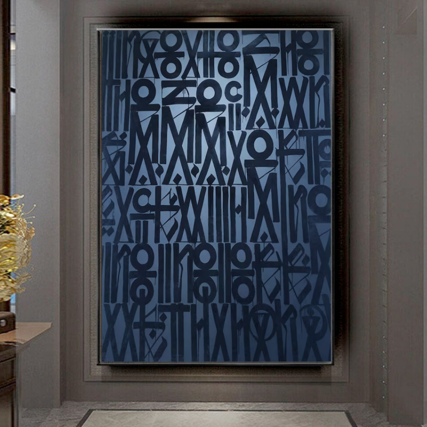 Deep Blue Retna-Inspired Graffiti Pop Art Painting