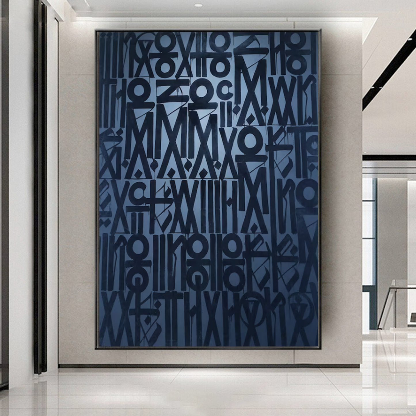 Deep Blue Retna-Inspired Graffiti Pop Art Painting