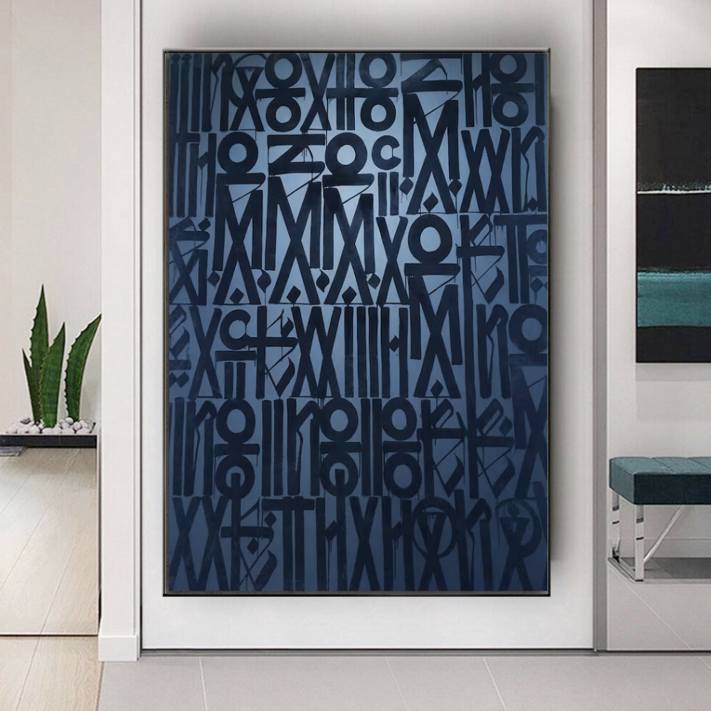 Deep Blue Retna-Inspired Graffiti Pop Art Painting