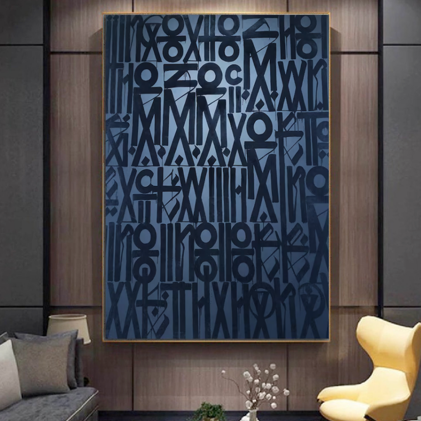 Deep Blue Retna-Inspired Graffiti Pop Art Painting