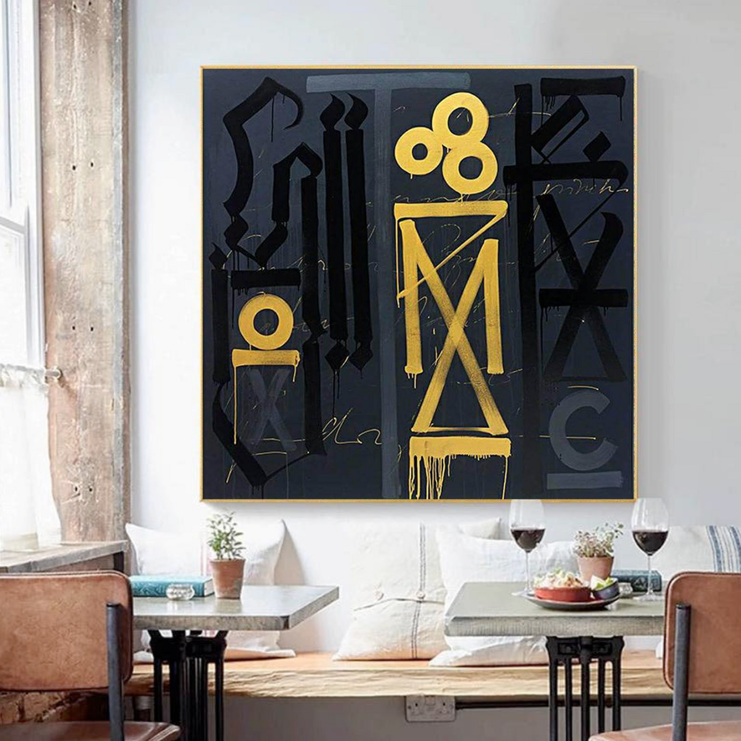 Square Black Yellow Retna Replica Street Pop Art