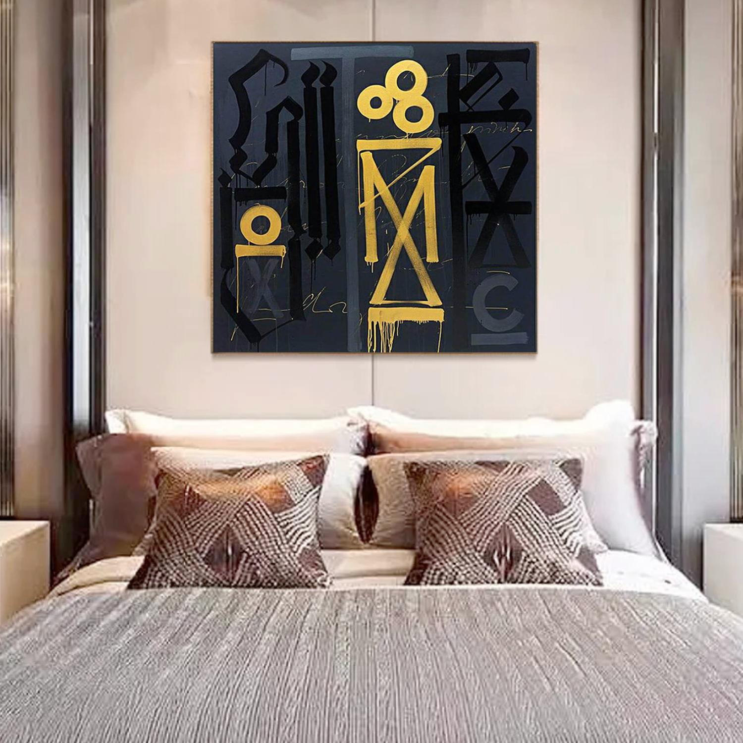 Square Black Yellow Retna Replica Street Pop Art