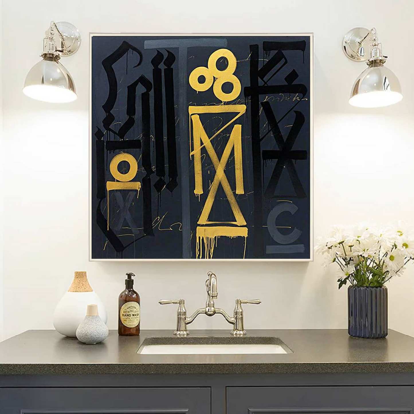 Square Black Yellow Retna Replica Street Pop Art