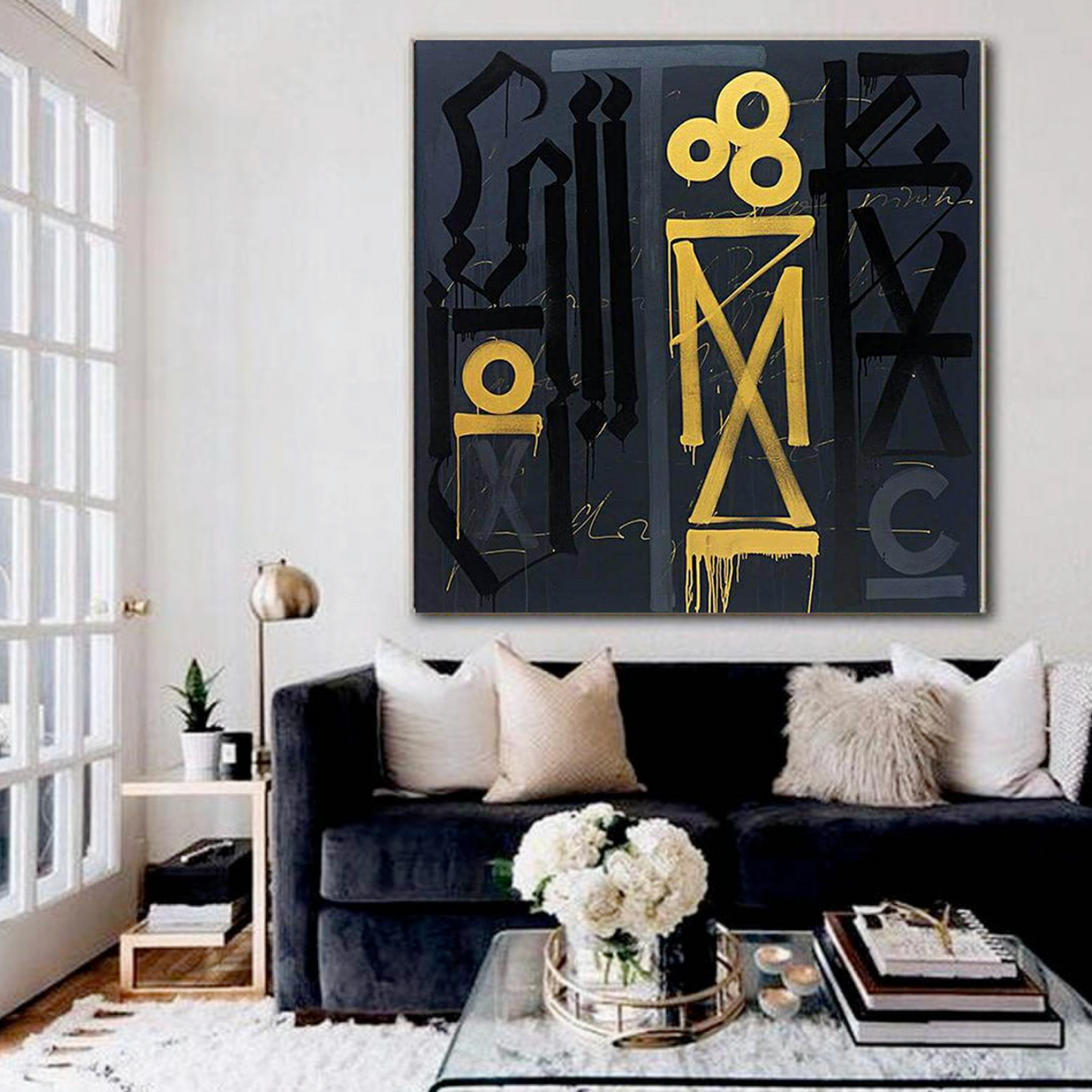 Square Black Yellow Retna Replica Street Pop Art