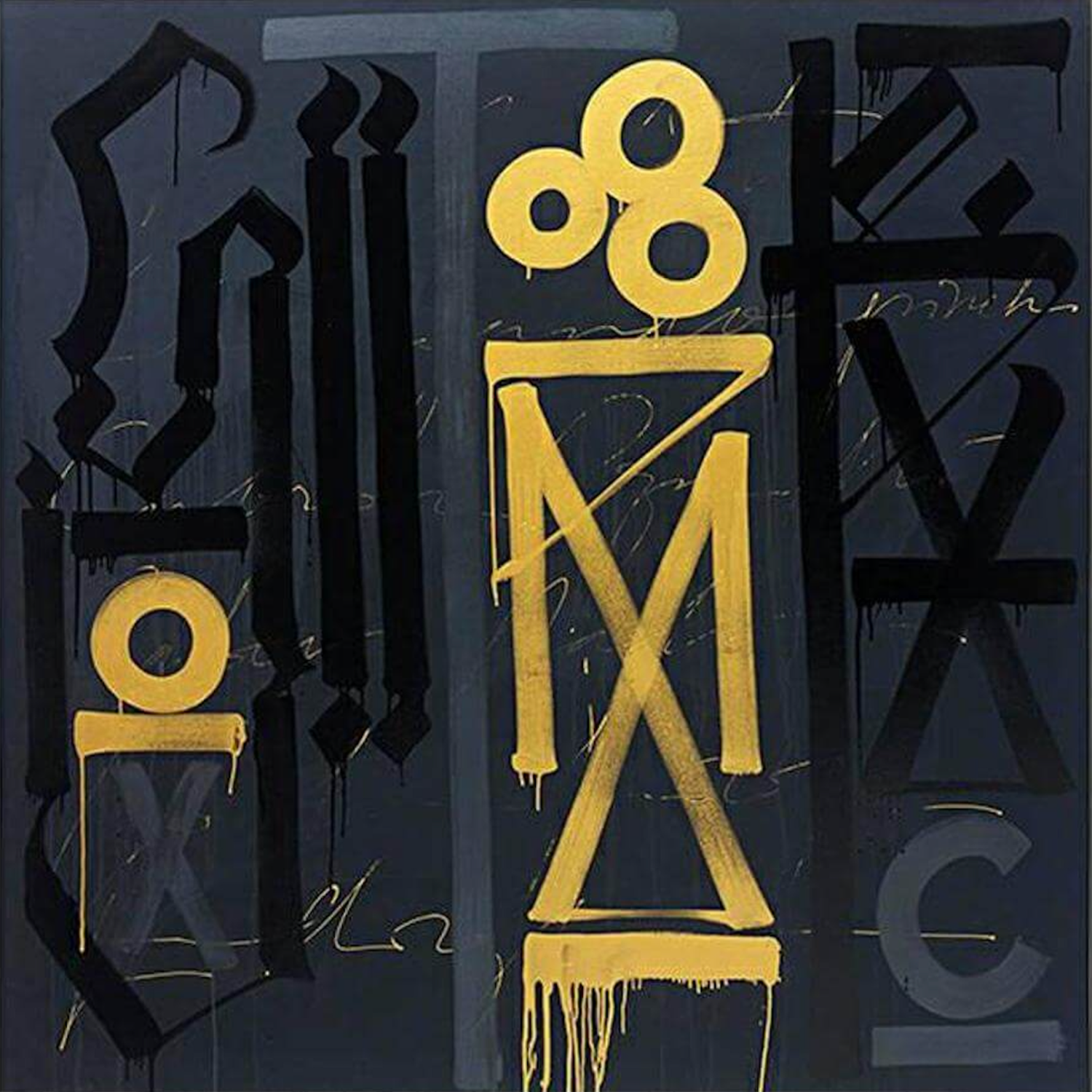 Square Black Yellow Retna Replica Street Pop Art