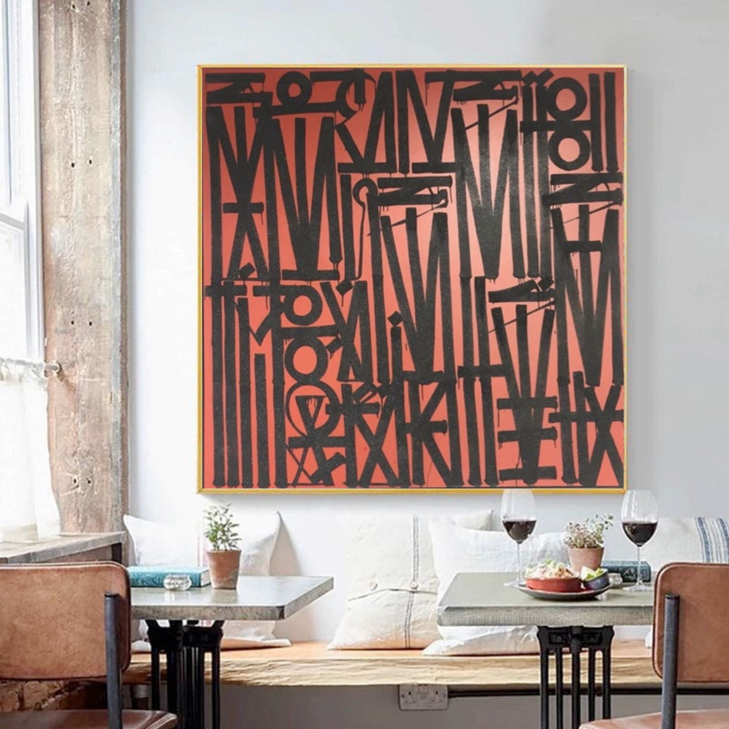 Square Black Red Retna Replica Pop Art Painting