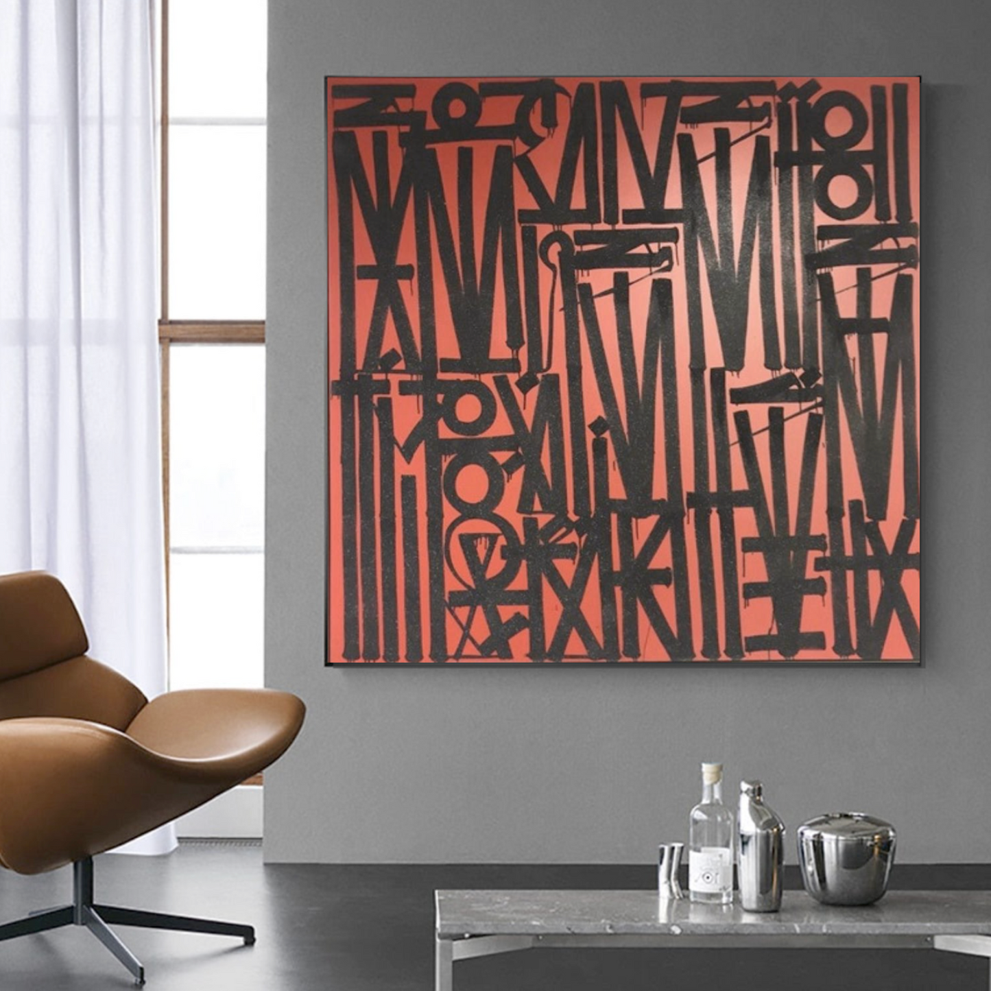 Square Black Red Retna Replica Pop Art Painting