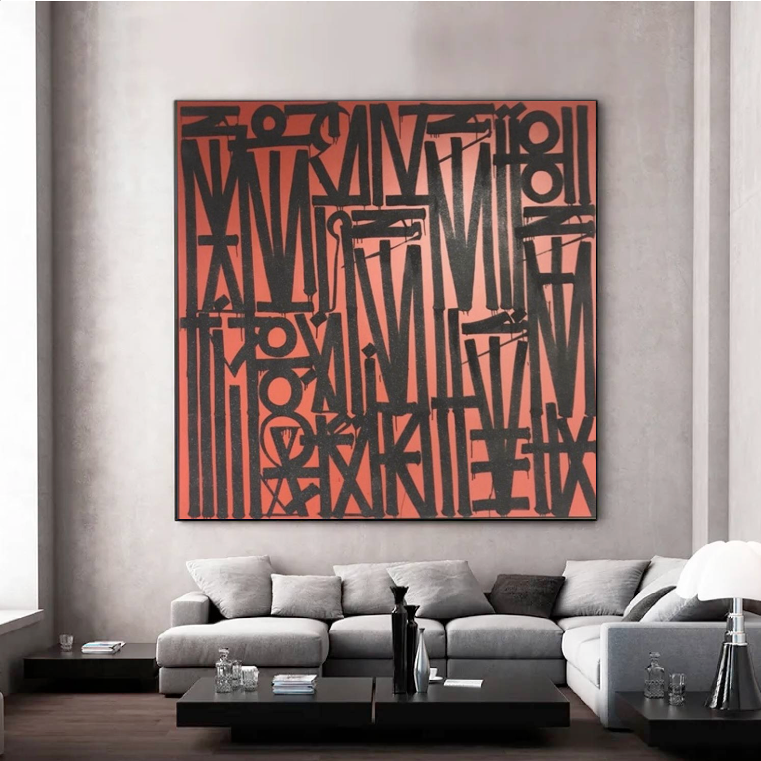 Square Black Red Retna Replica Pop Art Painting