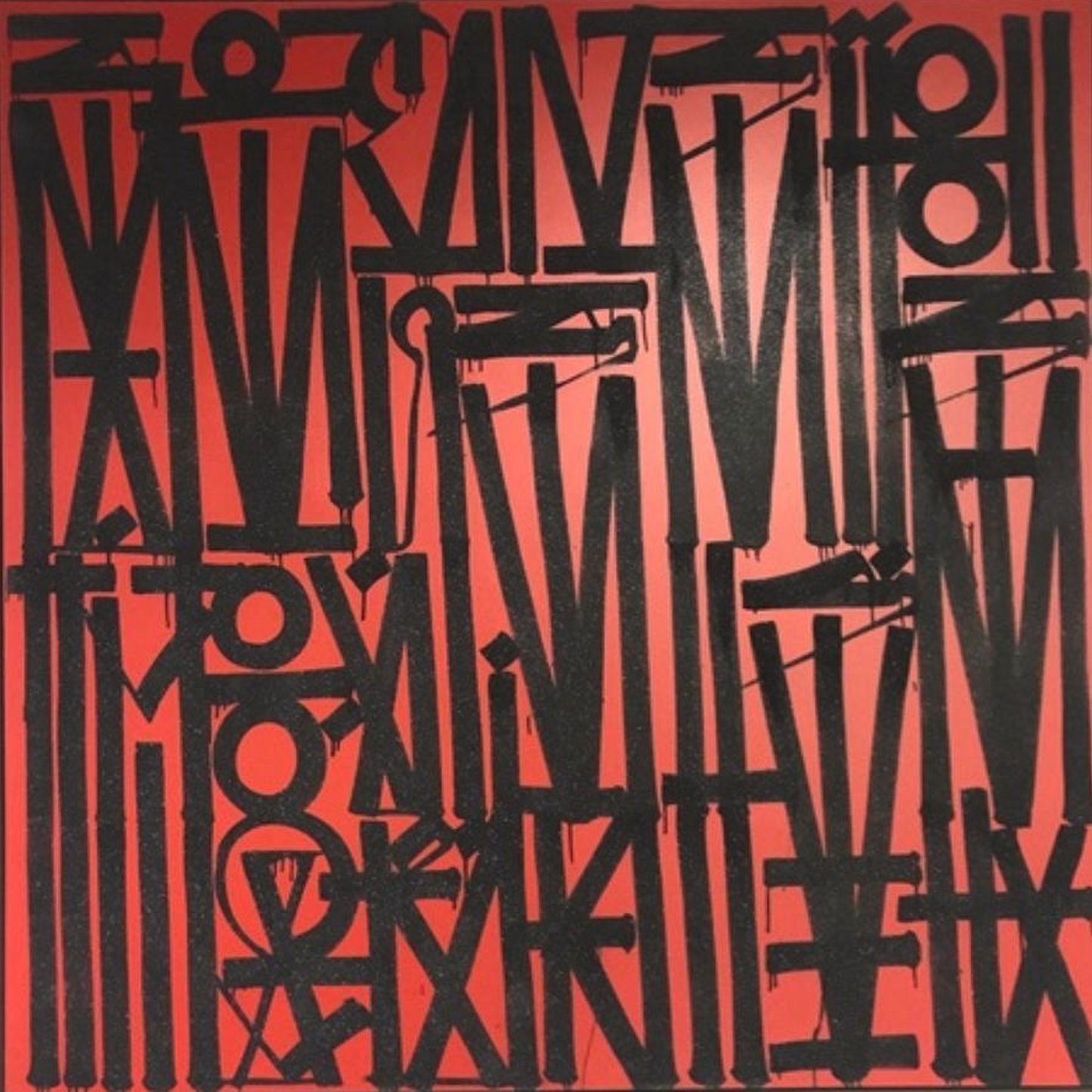 Square Black Red Retna Replica Pop Art Painting