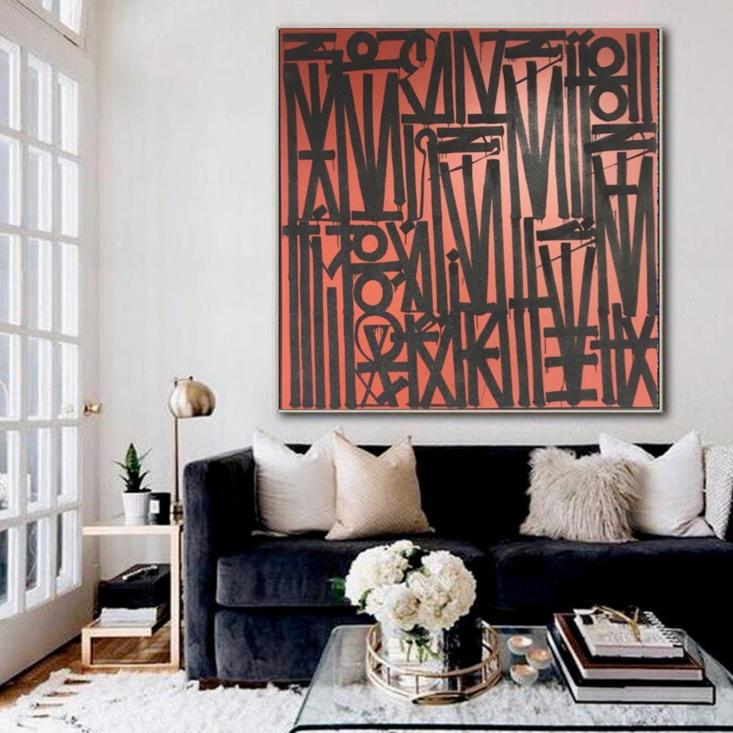 Square Black Red Retna Replica Pop Art Painting