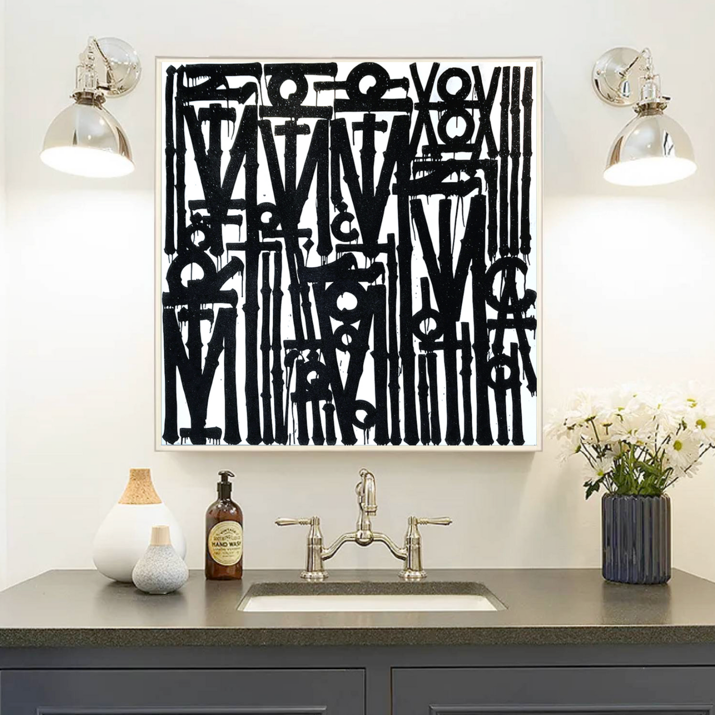 Graffiti White Black Retna Replica Square Painting