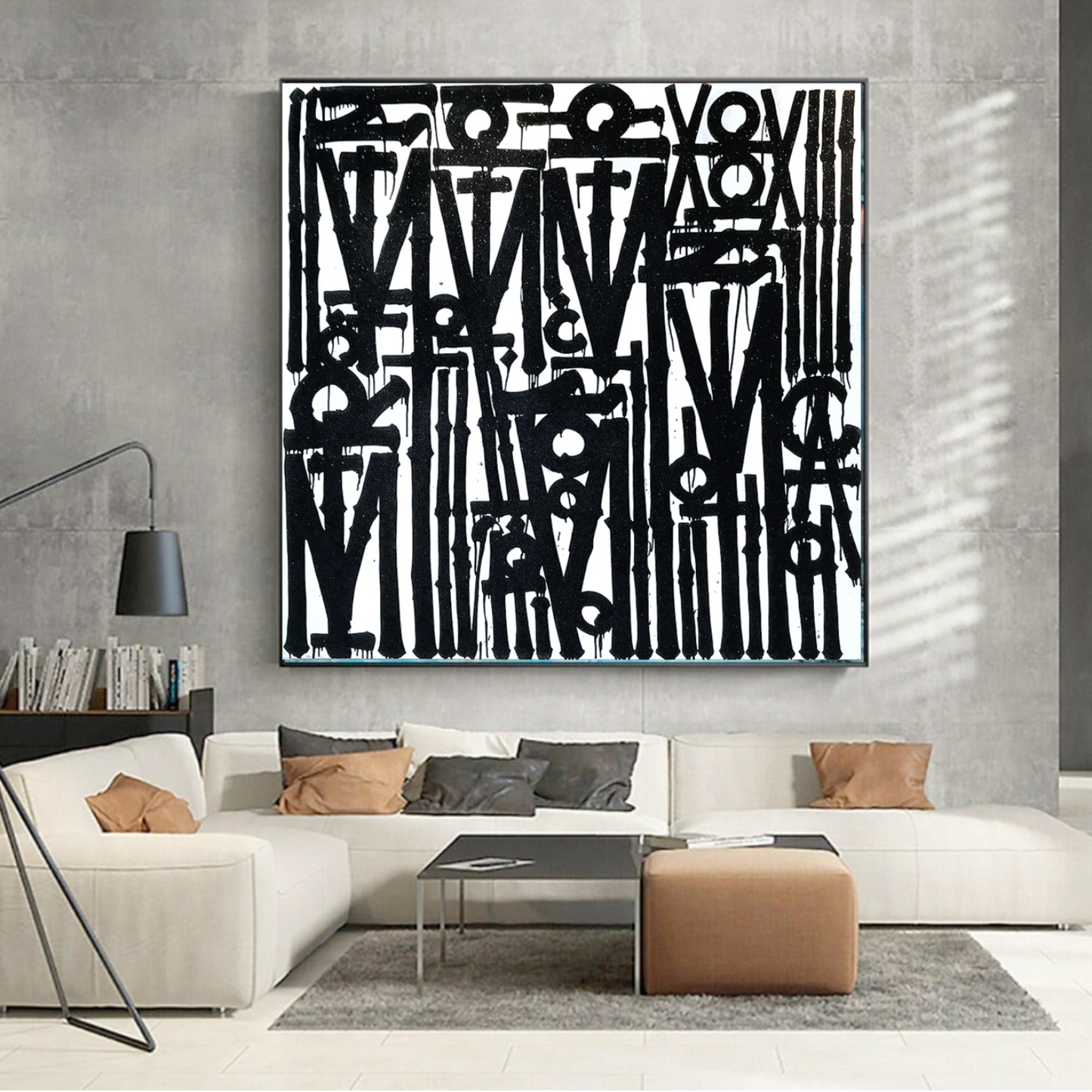 Graffiti White Black Retna Replica Square Painting