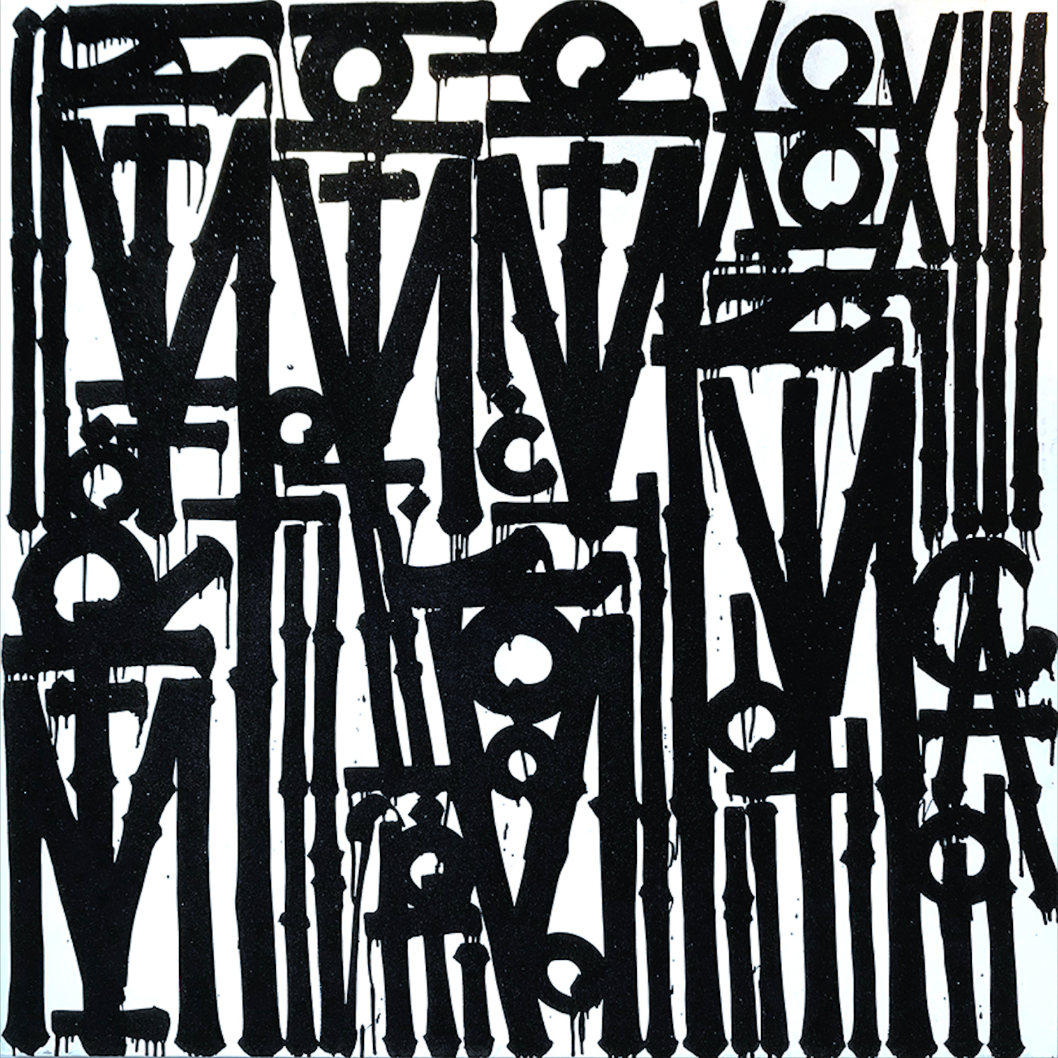 Graffiti White Black Retna Replica Square Painting