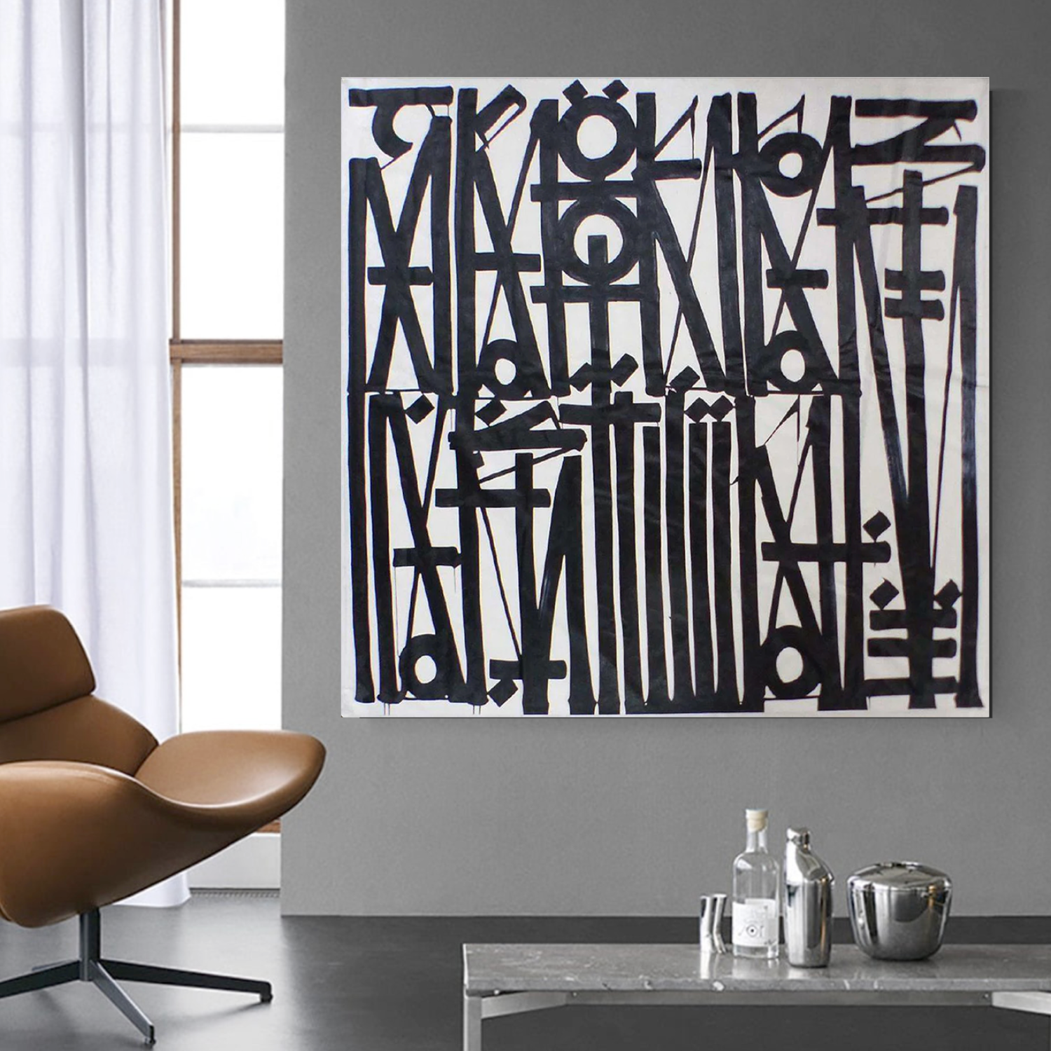 Square Black White Retna Replica Calligraffiti Art