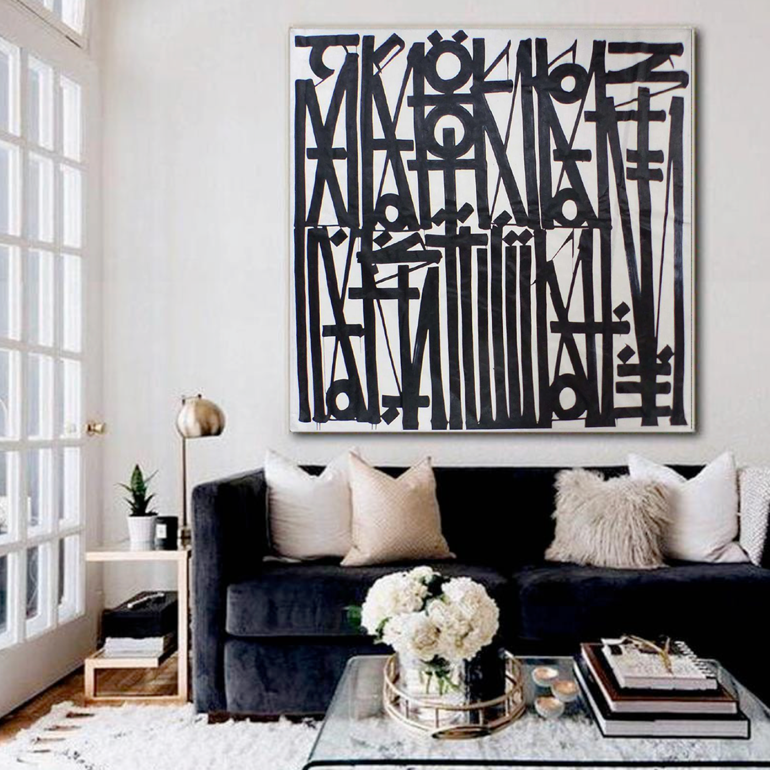 Square Black White Retna Replica Calligraffiti Art