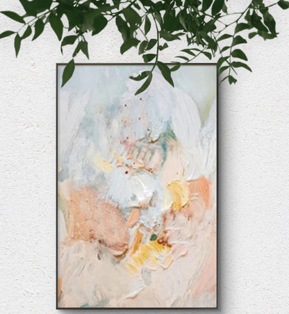 Serene Harmony – Textured Abstract Canvas in Peach & Pastel Tones
