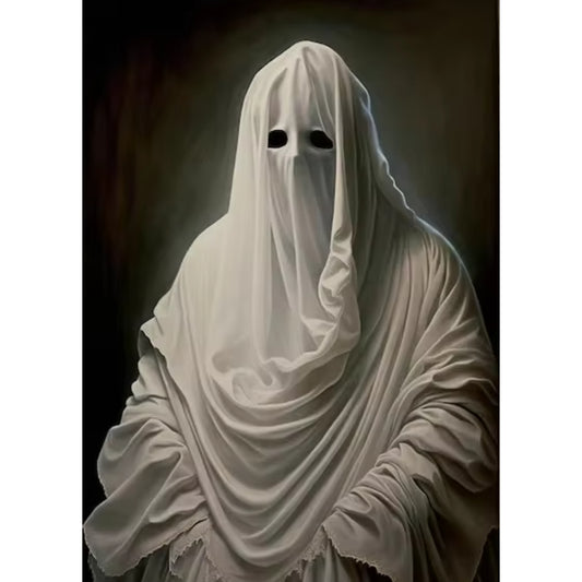 Shrouded Ghost Portrait Dark Academia Gothic Halloween Art