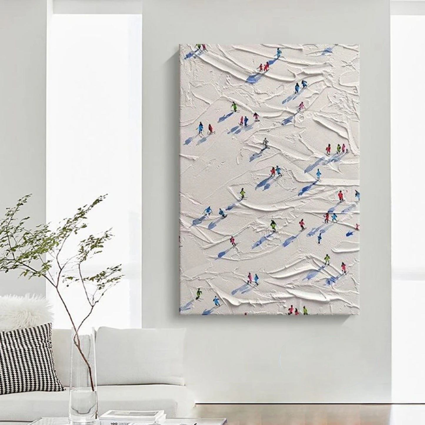 Snow Mountain Skiing Abstract Oil Painting Decor