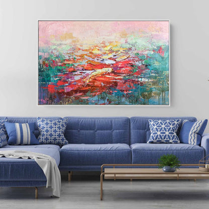 Sunset Burst Abstract Canvas – Bold Colorful Textured Palette Knife Painting