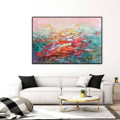Sunset Burst Abstract Canvas – Bold Colorful Textured Palette Knife Painting