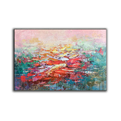 Sunset Burst Abstract Canvas – Bold Colorful Textured Palette Knife Painting