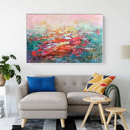 Sunset Burst Abstract Canvas – Bold Colorful Textured Palette Knife Painting