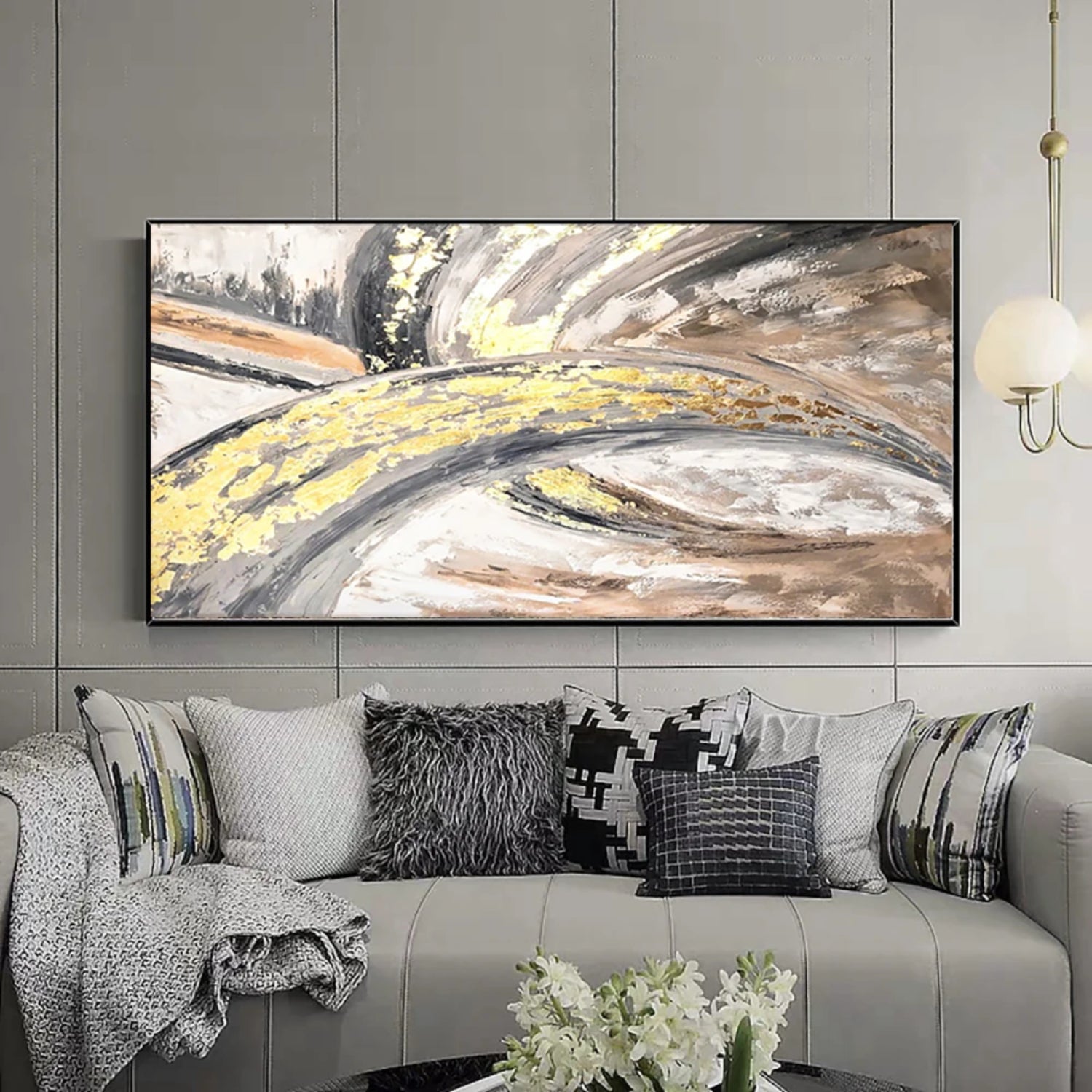 Textured Layers Abstract Gold Oil Painting