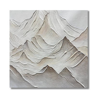 Textured wall art resembling mountains on a white background