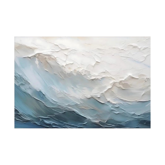 Textured white sea waves over layered pale and deep ocean-blue water.