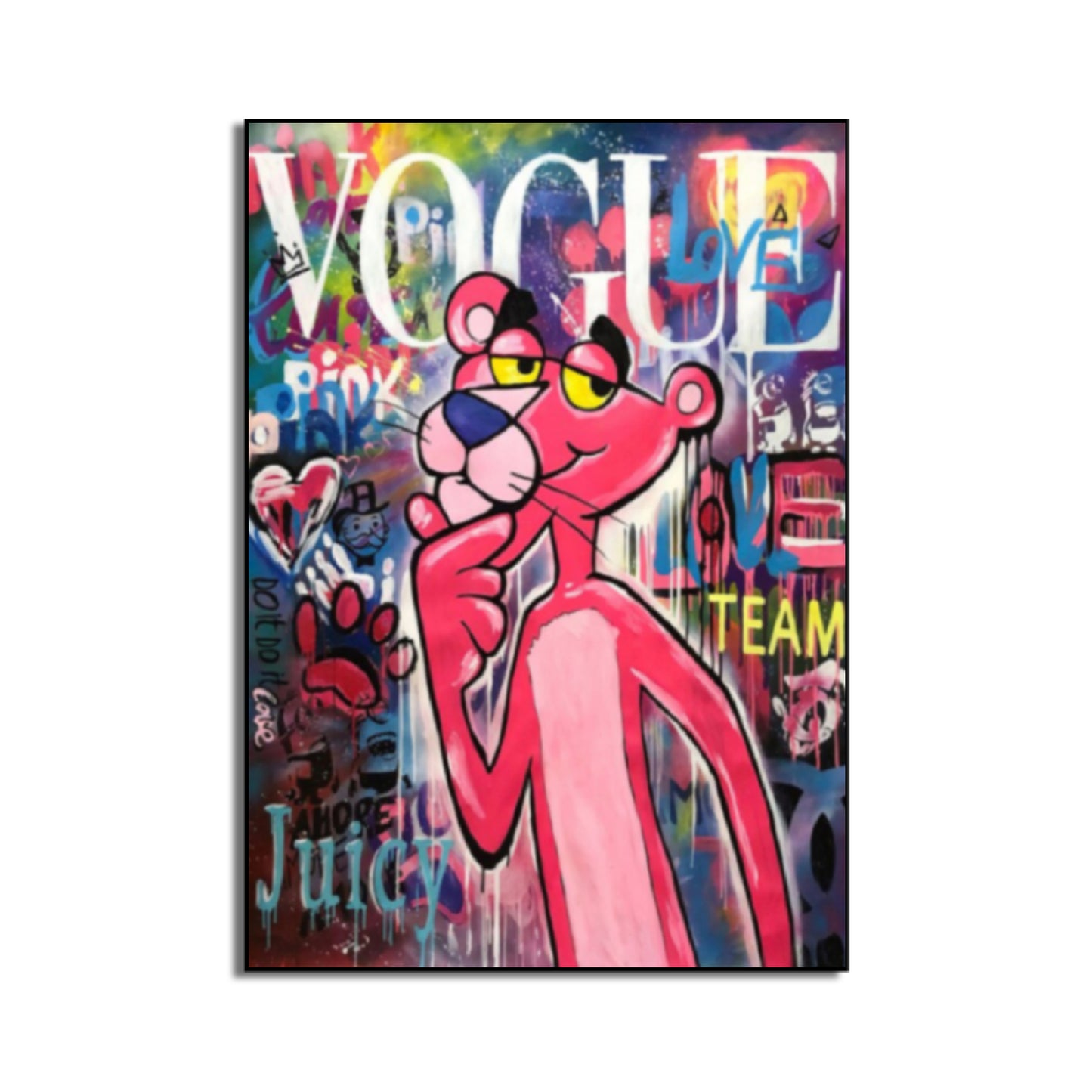 Thoughtful Graffiti Pink Panther Pop Art Painting