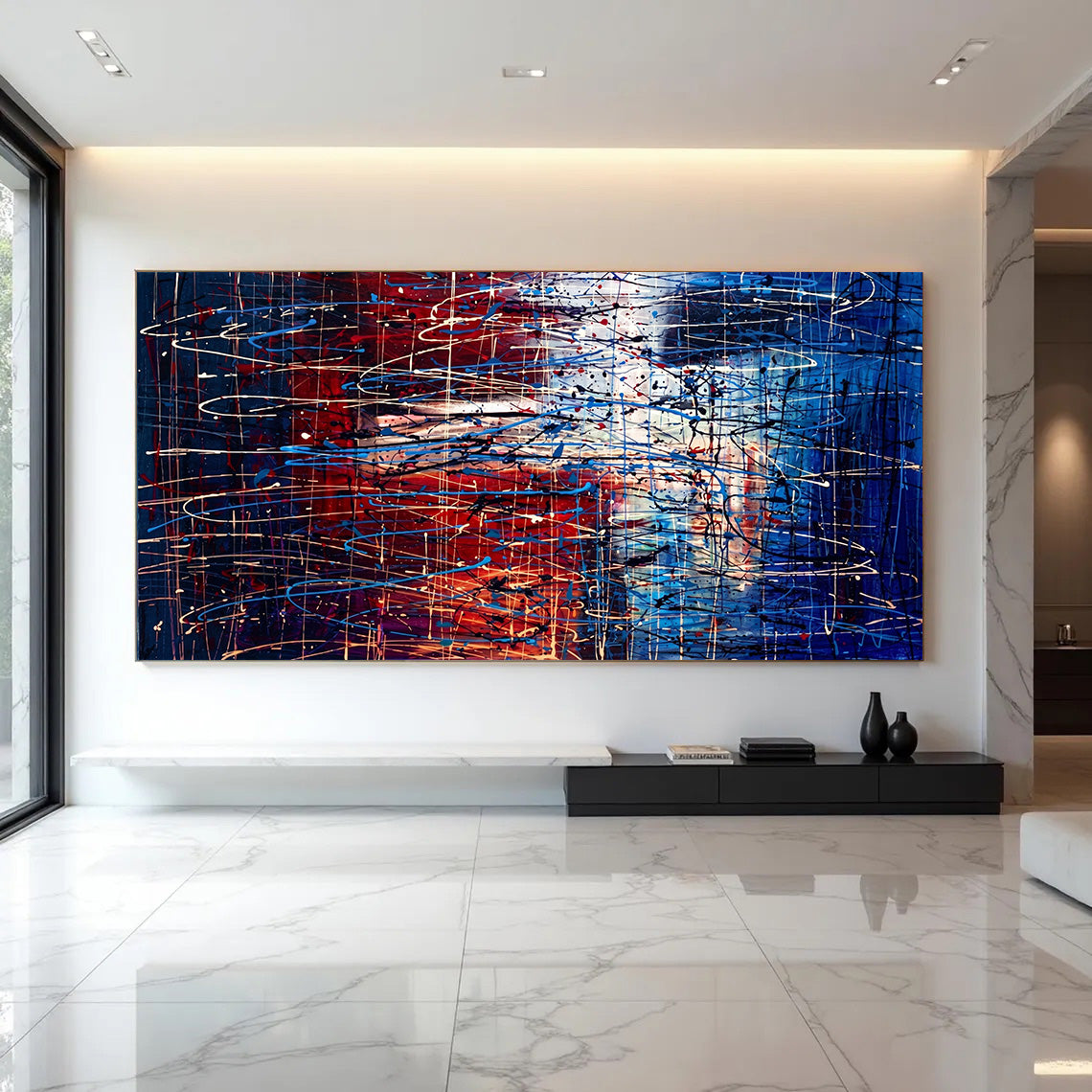 Large Pollock Inspired Union Abstract Painting | Hand Painted Canvas Art