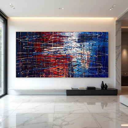 Large Pollock Inspired Union Abstract Painting | Hand Painted Canvas Art