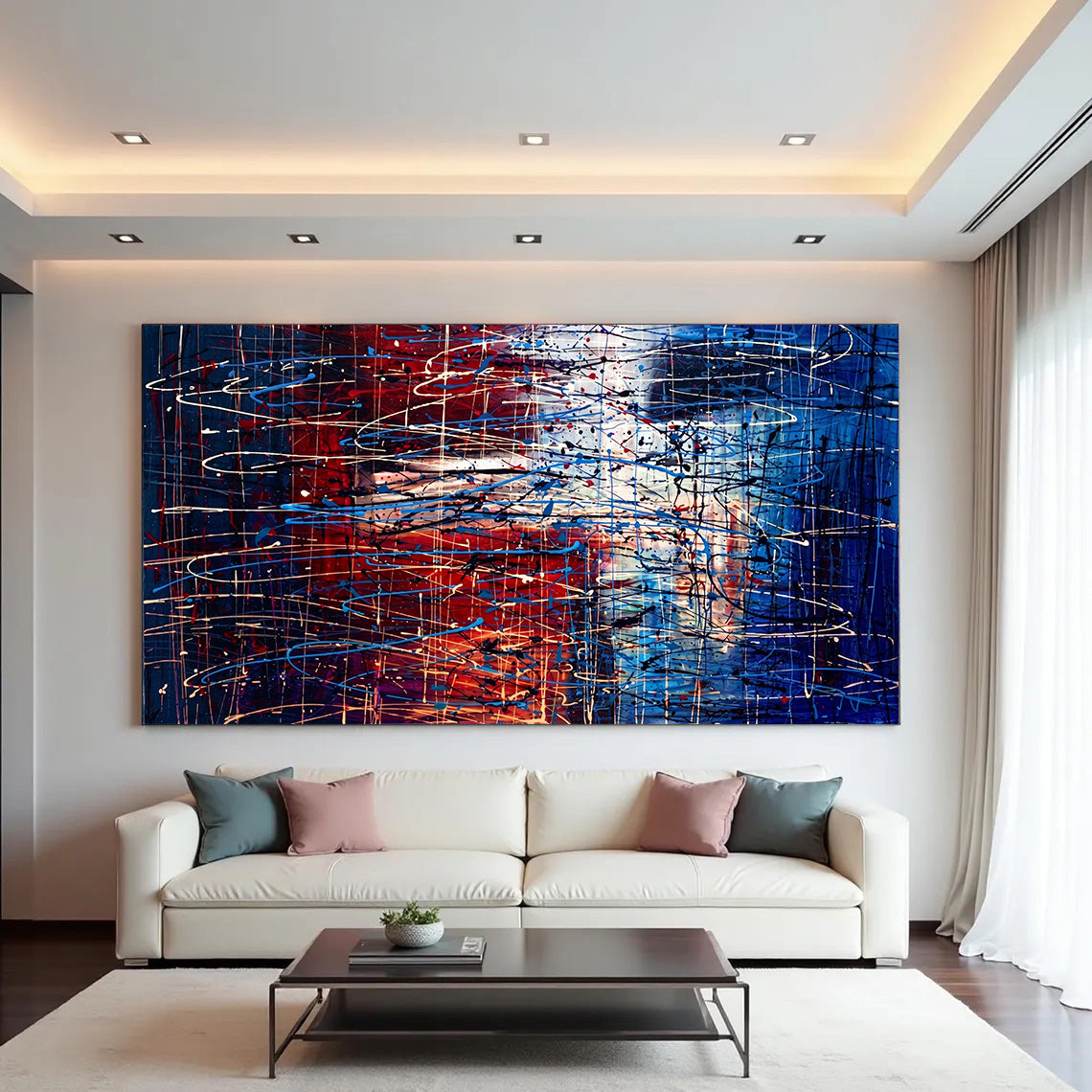 Large Pollock Inspired Union Abstract Painting | Hand Painted Canvas Art