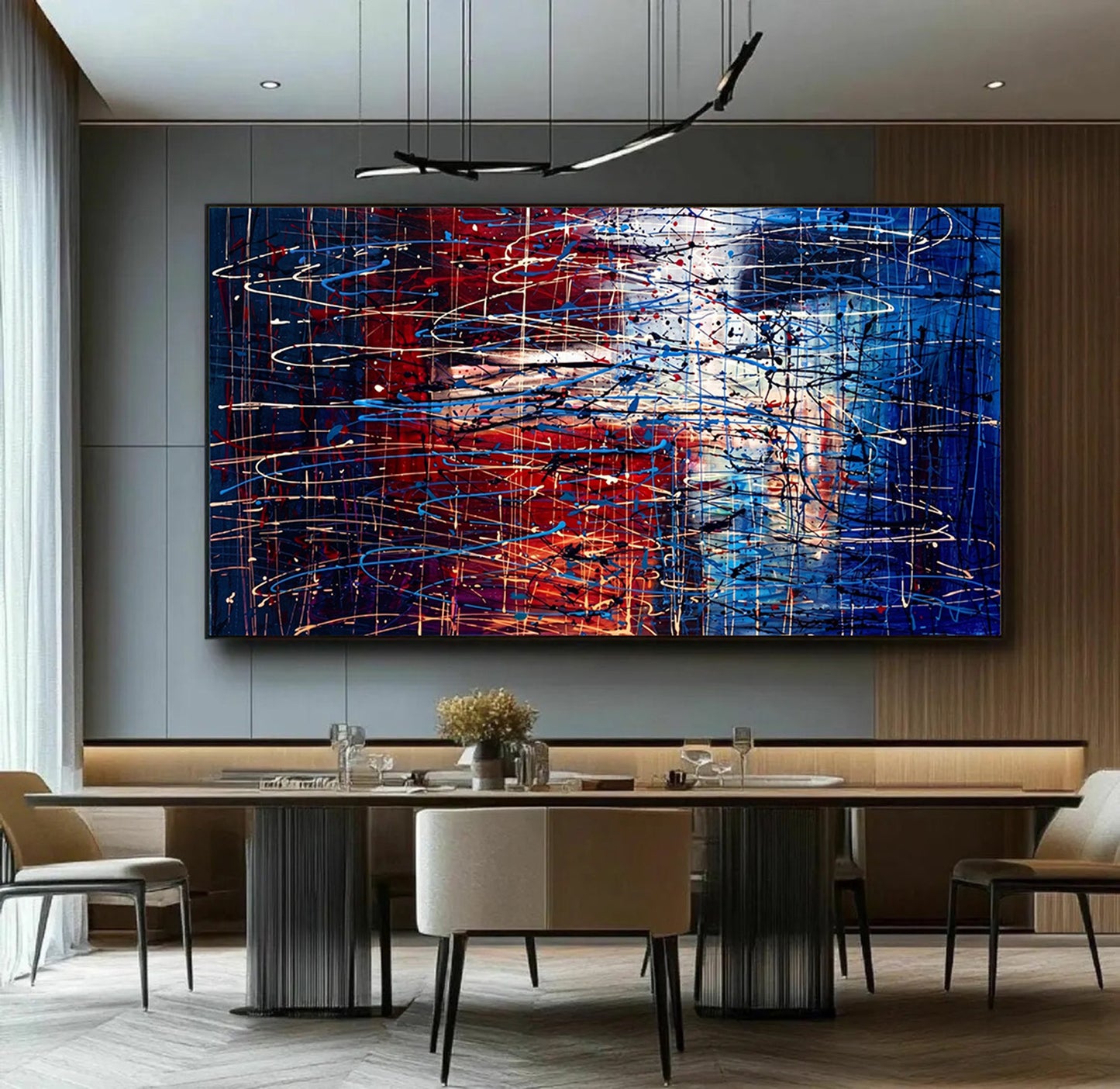 Large Pollock Inspired Union Abstract Painting | Hand Painted Canvas Art
