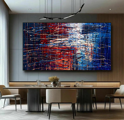 Large Pollock Inspired Union Abstract Painting | Hand Painted Canvas Art