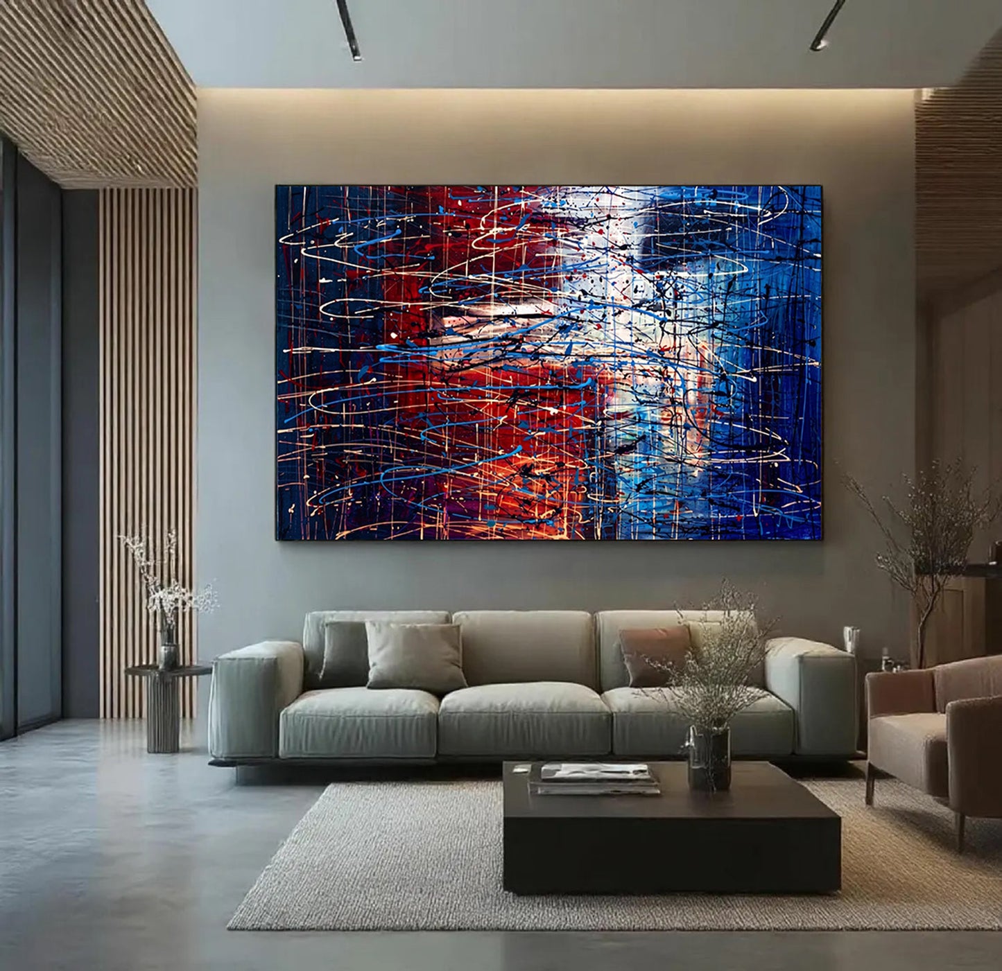 Large Pollock Inspired Union Abstract Painting | Hand Painted Canvas Art