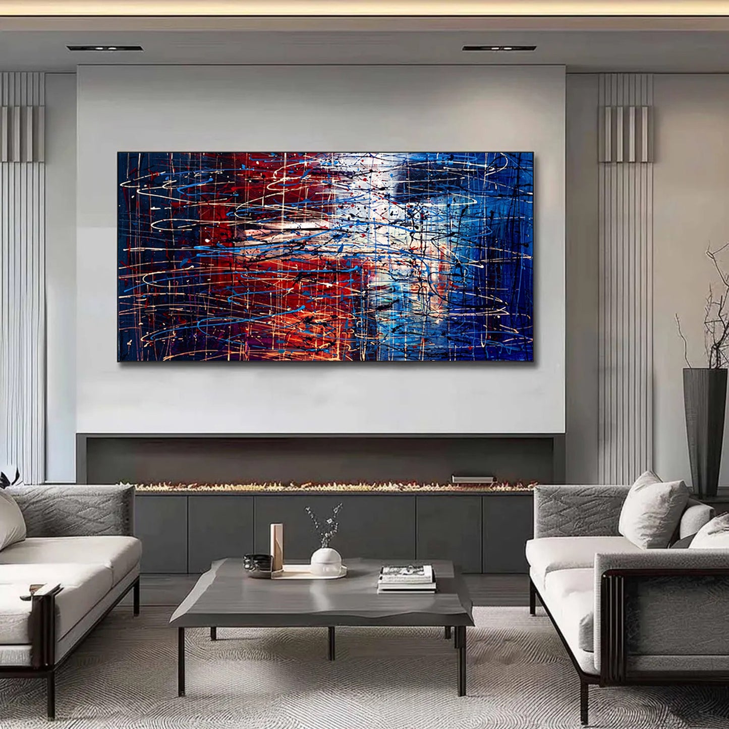 Large Pollock Inspired Union Abstract Painting | Hand Painted Canvas Art