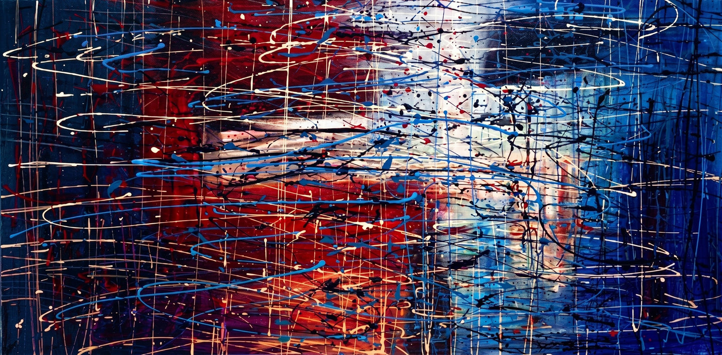 Large Pollock Inspired Union Abstract Painting | Hand Painted Canvas Art