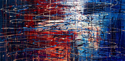 Large Pollock Inspired Union Abstract Painting | Hand Painted Canvas Art