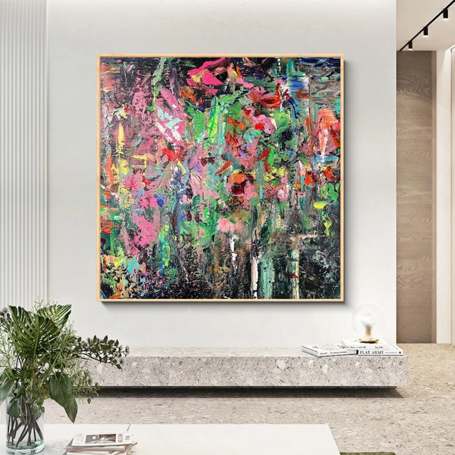 Vibrant Abstract Floral Painting with Bold Colours Modern Interior Decor