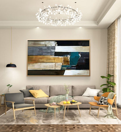 Pittura astratta minima del paesaggio urbano dai colori vivaci