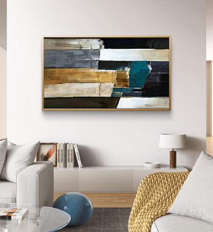Pittura astratta minima del paesaggio urbano dai colori vivaci