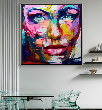 Vibrant Expressions – Hand-Painted Francoise Nielly Impasto Portrait on Canvas