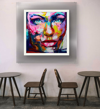 Vibrant Expressions – Hand-Painted Francoise Nielly Impasto Portrait on Canvas