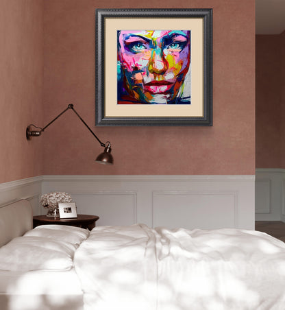 Vibrant Expressions – Hand-Painted Francoise Nielly Impasto Portrait on Canvas