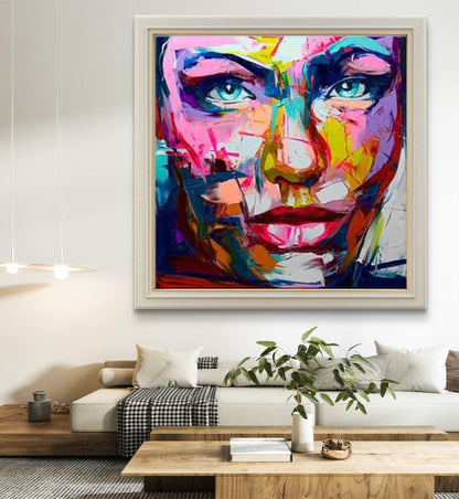 Vibrant Expressions – Hand-Painted Francoise Nielly Impasto Portrait on Canvas