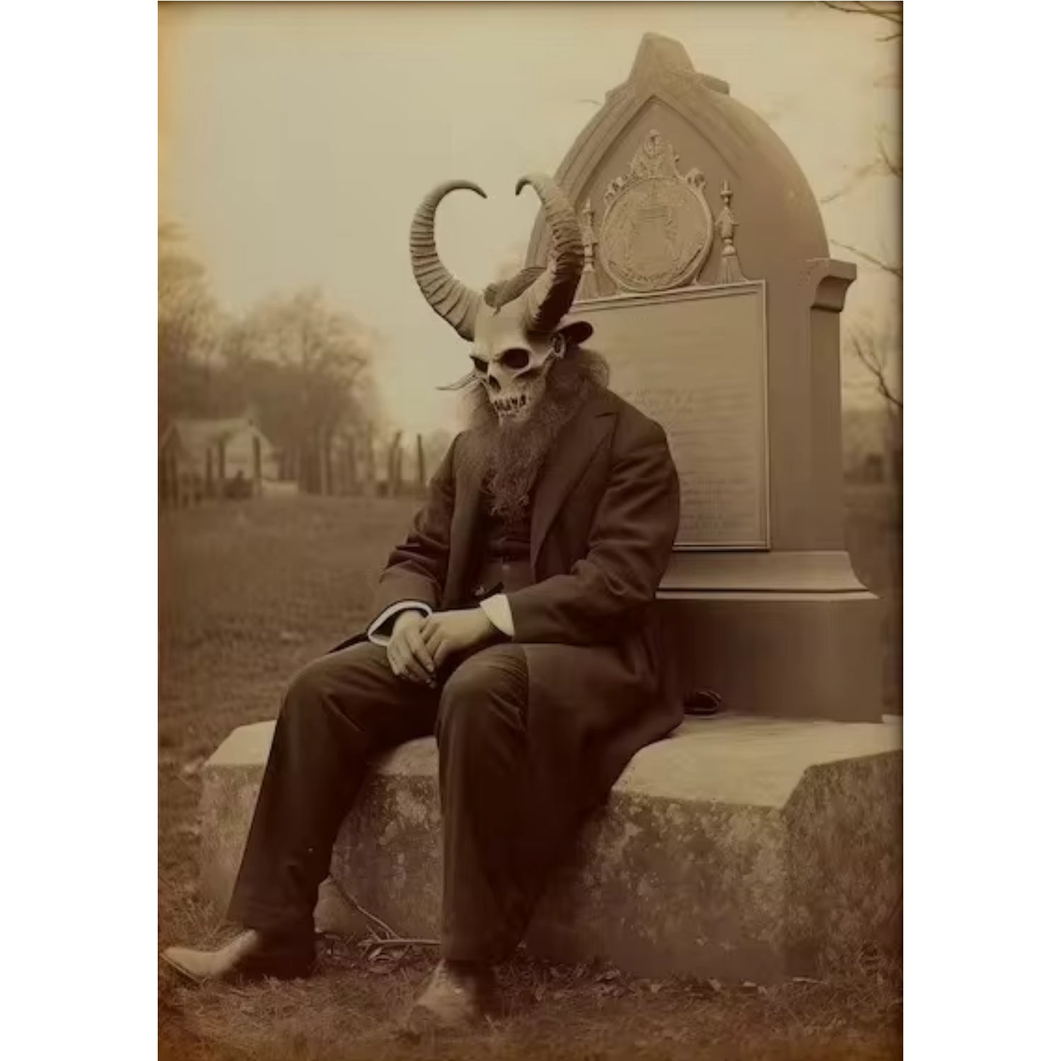 Victorian Demon Cemetery Dark Academia Gothic Halloween Art