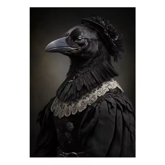 Victorian Gothic Crow Dark Elegance Halloween Wall Art